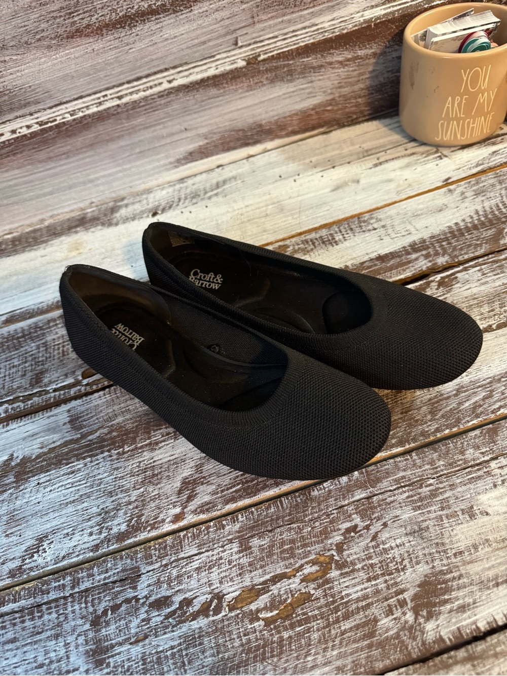 croft & barrow Black Knit Slip-On Ballet Flats